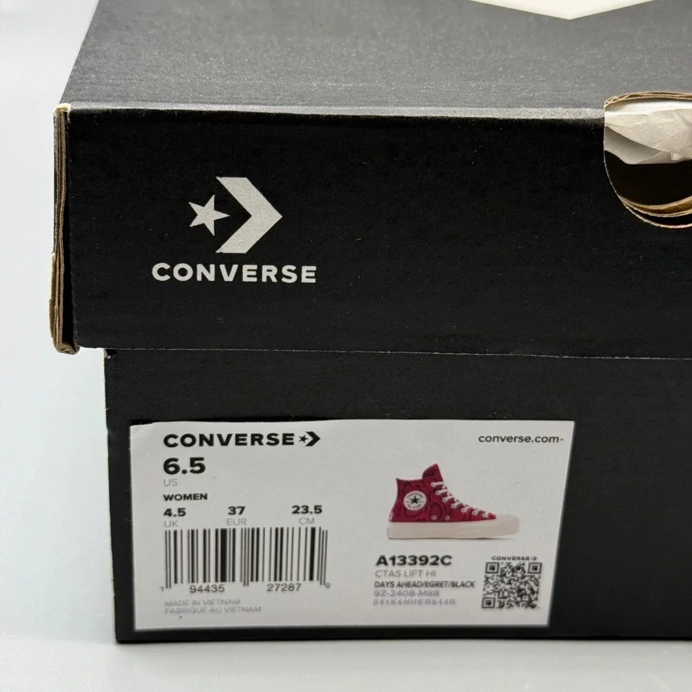 Converse Women's 6.5 Red Sneakers Hi Leather Platform Snakeskin A13392C Festive - Picture 9 of 13